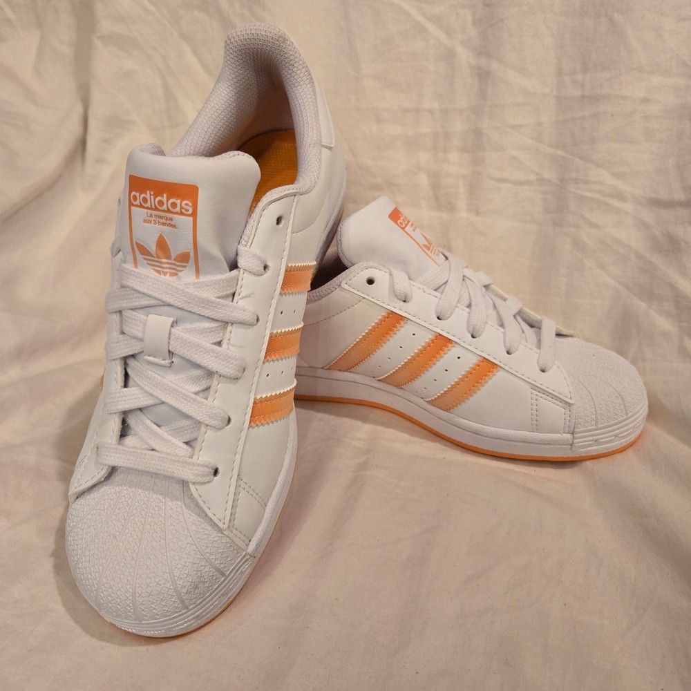 Adidas Superstar Size 6 Shell Toe Retro White Orange Crush HP5404 EUC