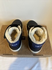Veja Small Esplar Mid Fur-lined Leather Kids Sneakers Size 12
