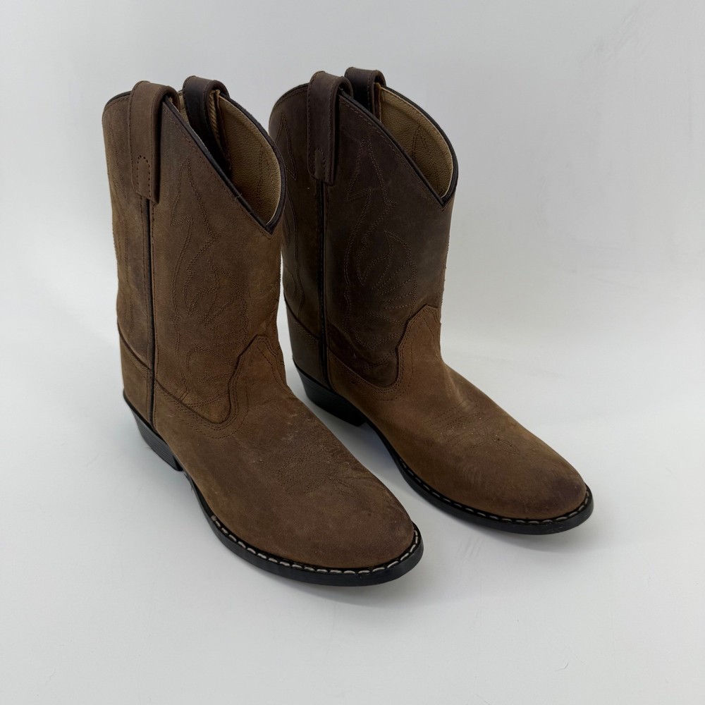 Masterson Boot Co Kids Brown Leather Cowboy Boots Size 3 Western Style