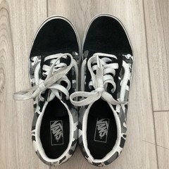 Vans Old Skool Camo Black Gray Canvas Suede Lace-Up Sneakers Youth Size 4.5