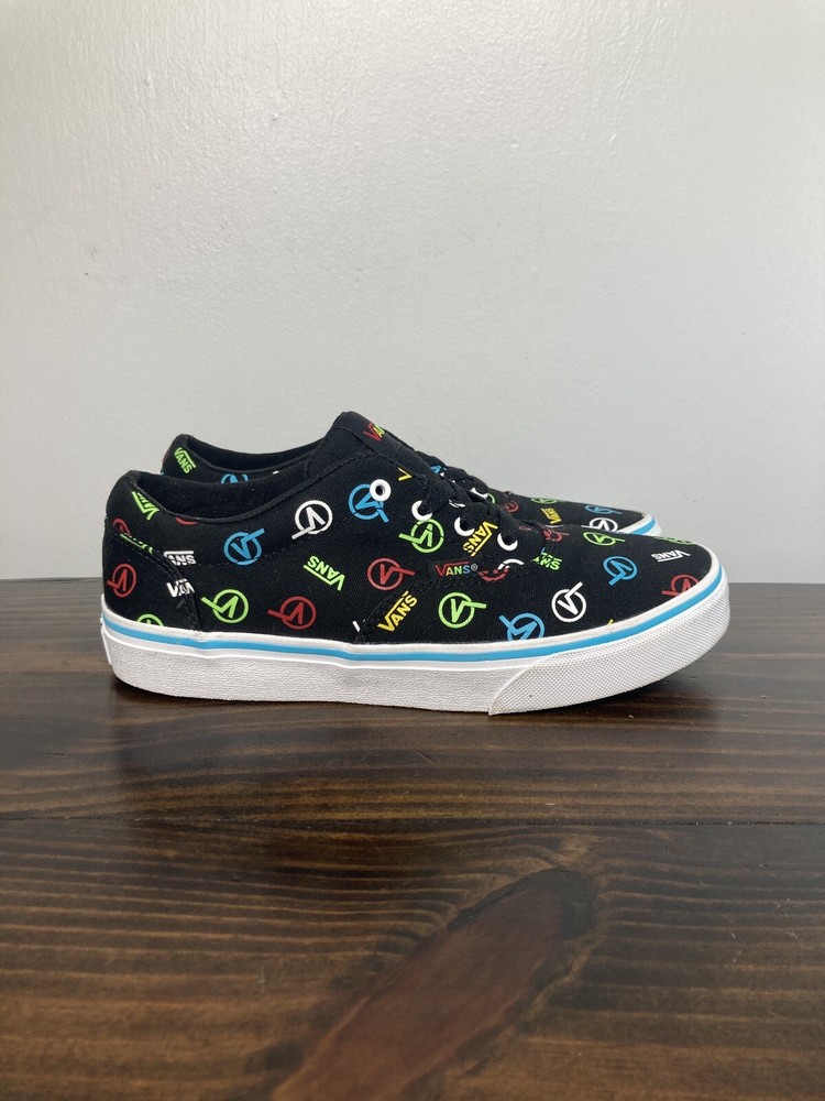 Vans Era Authentic Logo Print Multicolor Black Low Top Athletic Sneakers Youth 5