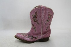 Dan Post Youth Size 3 M Pink Glitter Floral Inlay Cowboy Western Boots