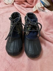Sperry Kids Duck Boots Size 6 Plaid Ankle Lace-Up Rubber Sole Non-Marking