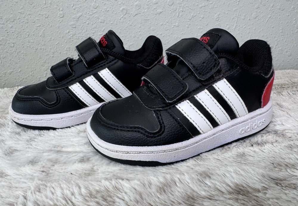 Adidas Hoops 2.0 Sneakers Black Red White Kids FY9444 Size 6K