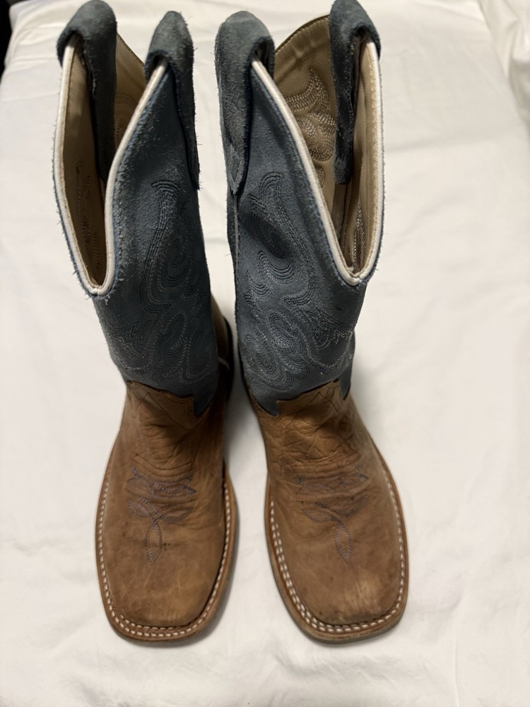 Blue And Brown Leather Unisex Children’s Cowboy Boots Size 1D