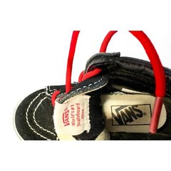 Vans Sk8-Hi Black and White Red Laces Canvas Leather High Tops Children’s Size7C