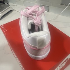 Size 7Y/8.5W Nike Court Borough Low Recraft GS White Pink Kids Sneakers