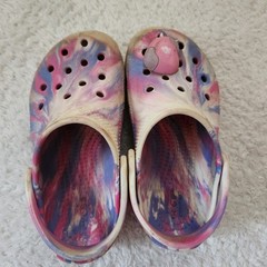 Crocs Kids Classic Marbled Clog Pink Purple Blue Swirl Slip On Shoes Size 10