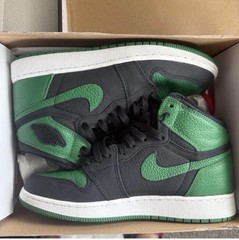 Nike Air Jordan 1 Retro High OG GS High Top Black/Green 6Y Leather MPN