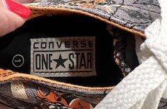 Converse One Star Low Youth Junior Size 1 Gray Canvas Skull Walking Shoes