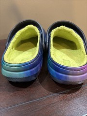 Crocs Classic Lined Clogs J 2 Kids Aurora Tie Dye Fuzzy Lined Slip On Shoes J2