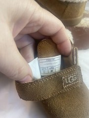 Kids UGG Brown Suede Booties with Fleece Lining-Adjustable Closure -Youth Size 7