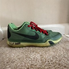 Nike Kobe 10 Low Top Basketball Sneaker Mesh Breathable Green/Black/Red 7