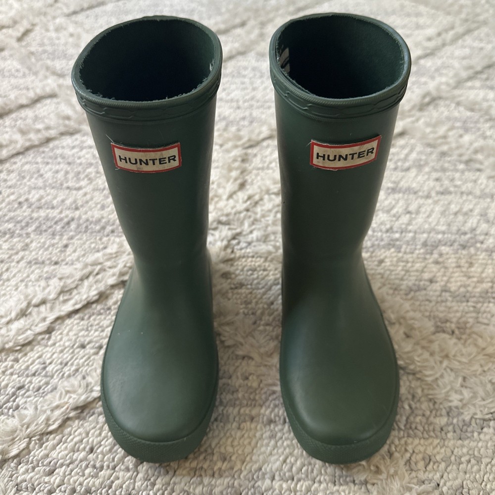 Hunter Boots Dark Green Youth UK Size 10 Rain Boots Little Kids
