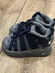Nike Air More Uptempo Cool Grey-Midnight Navy Blue-White Sz 4C DM3319-009 Bin3