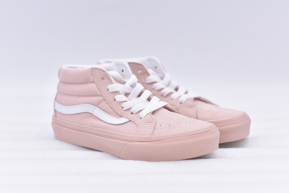 Kids Vans Sk8-Mid Reissue Pastel Mono Lace Up Shoes Rose Smoke Pink, Size 13.5