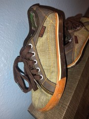 KEEN Arcata canvas lace-up sneakers, brown and tan color Size 1 Kids