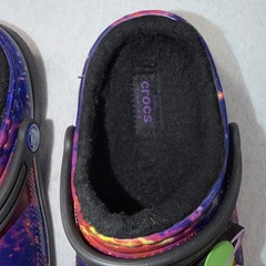 Crocs Classic Lined Clogs Kids C11 Galaxy Space Print Alien Jibbitz Black Fleece
