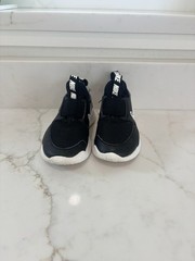 Size 9C Nike Flex Runner 3 Black White Slip On Athletic Shoes Kids Boy Girl
