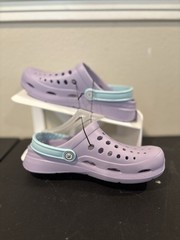 NEW Joybees Big Kids Dylan Slip-On Clogs Crocs EVA Sky Blue/Lilac Purple Sz 3