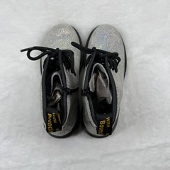 Dr. Martens 1460 Silver Holo Glitter Combat Boots Side Zip Kids Shoes M4 L5