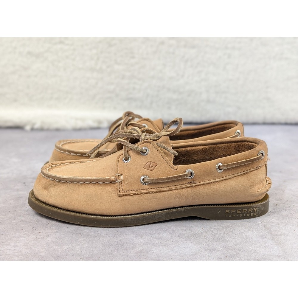 Sperry Top-Sider Kids Authentic Original Tan Leather Boat Shoes YB27284 Size 1M