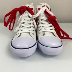 Polo Ralph Lauren Boys 5.5 White Multi-Color Pony High Top Sneakers NWOB Canvas