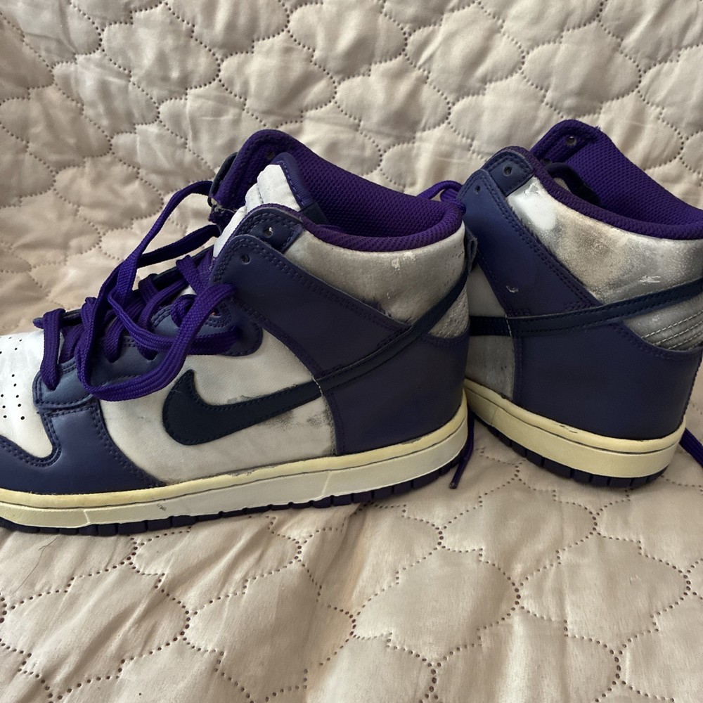 Nike Dunk High Men’s High Top Sneakers Purple/White Lace-Up Size 7Y