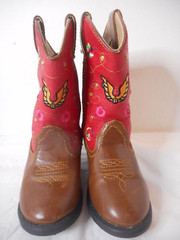 Smoky Mountain Austin Lights Youth size 7 Cowboy Boots Red w Wings Floral Peace