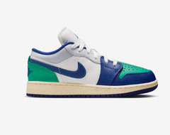 Jordan AJ 1 Low Tan Blue Green White 553560-147 GS SZ 4Y-7Y Boys Girls Womens