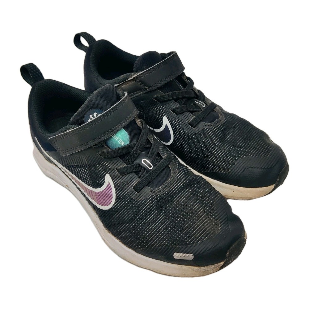 Nike Downshifter Size 1Y DM4193003 Black Smoke Grey White With Holographic Logo