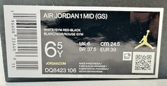 Nike Air Jordan 1 Mid GS Size 6.5Y Black Toe White Gym Red Black DQ8423-106