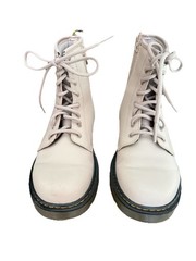 Dr. Martens Beige Leather Combat Boots Lace-Up Zipper kids Size 4