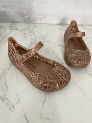 Mini Melissa +Campana Zig Zag Jelly Flats Little Girl Toddler sz 8 Rose Gold