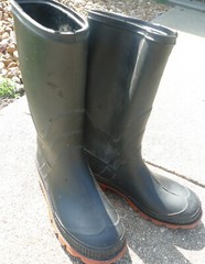 Size 4 Youth Small Womens Rubber Vinyl Boots Made in Canada Black