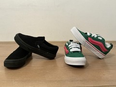 Vans Shoes Kids Size 13 Black Slip On Green Pink Lace Up Sneakers Lot 2 Pairs