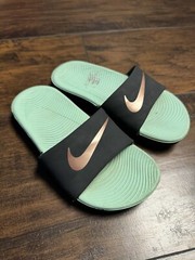 Nike Kawa Foam Slides Toddler 12c Mint Green/Black/Bronze