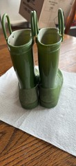 Kids Zoogs Rain Boots Green Pull Handles For Easy Off & On Sz 10