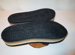 NOS Vintage 80s RAINBOW Flip Flops Three Color Brown Tan Cream Child Sandals 1
