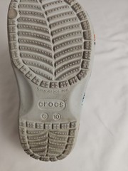 Crocs Kids Classic Clogs Size 10 Gray Race Car Print Straps Missing