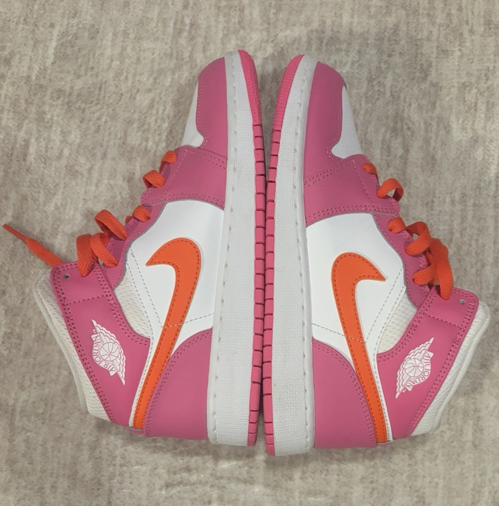 Jordan Air Jordan 1 Mid GS Pink White Orange Leather Mid Top US 6Y DX3240-681