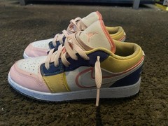 Sz.4.5Y Nike Air Jordan 1 Low SE GS Multi Canvas White AJ1 Casual DV1323-100🔥