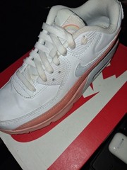 Nike Air Max 90 LTR SE (GS) Leather Low Top Sneaker 5Y White/Pink/Gray