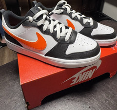 Nike Court Borough Low 2 (GS) Sneaker 6.5Y White/Orange/Black BQ5448-115