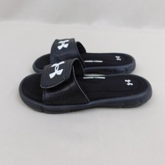 Under Armour Ignite V Slide Sandals Black Youth Size 2 Heatgear Footbed 4D Foam