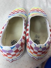 VANS Kid’s Slip On Rainbow Checkerboard Sneakers Size 7 Kids 500714