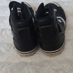 Converse Unisex Kids Black White High Top Sneakers US 5 Lace Up Hook & Loop