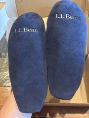 L.L.Bean Shearling Lined Suede Moccasin Slippers kids 2 Mariner Blue