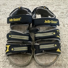 Jelly Beans Kids Strappy Hook & Loop Sport Sandals Black/Gray/Yellow US 9 R1061