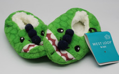 Unisex Kids Fuzzy Slipper Sock West Loop House Slippers Green Monster Sz 10 – 12